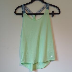 Nike Women's Light Green Tank Top with Blue Straps